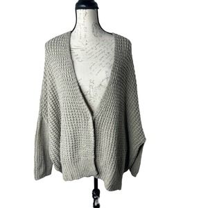 Free People Breeze Knit Cardigan Women's L Tan/Beige Oversized Chunky